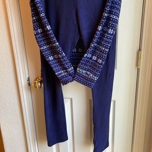 NWOT CLIMATE RIGHT FLANNEL BLUE/WHITE SNOW FLAKE PJ SET SZ XL